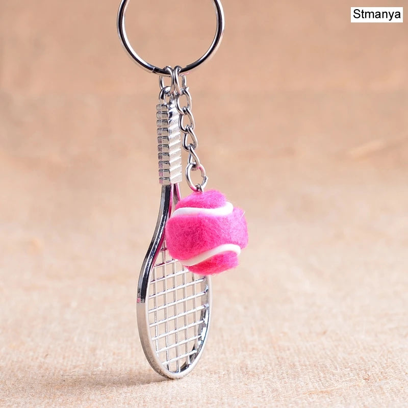 Tennis Racket Keychain - Cute Sport Mini Keychain 6 Color Pendant Car Keyring Sports Key Chain Love Sports Gifts