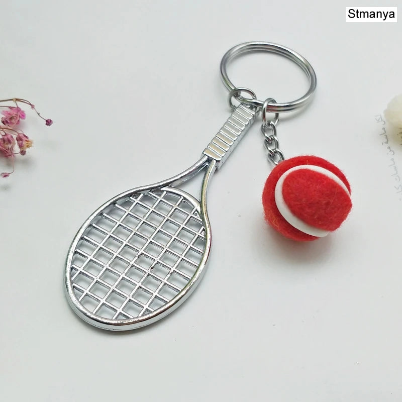 Tennis Racket Keychain - Cute Sport Mini Keychain 6 Color Pendant Car Keyring Sports Key Chain Love Sports Gifts