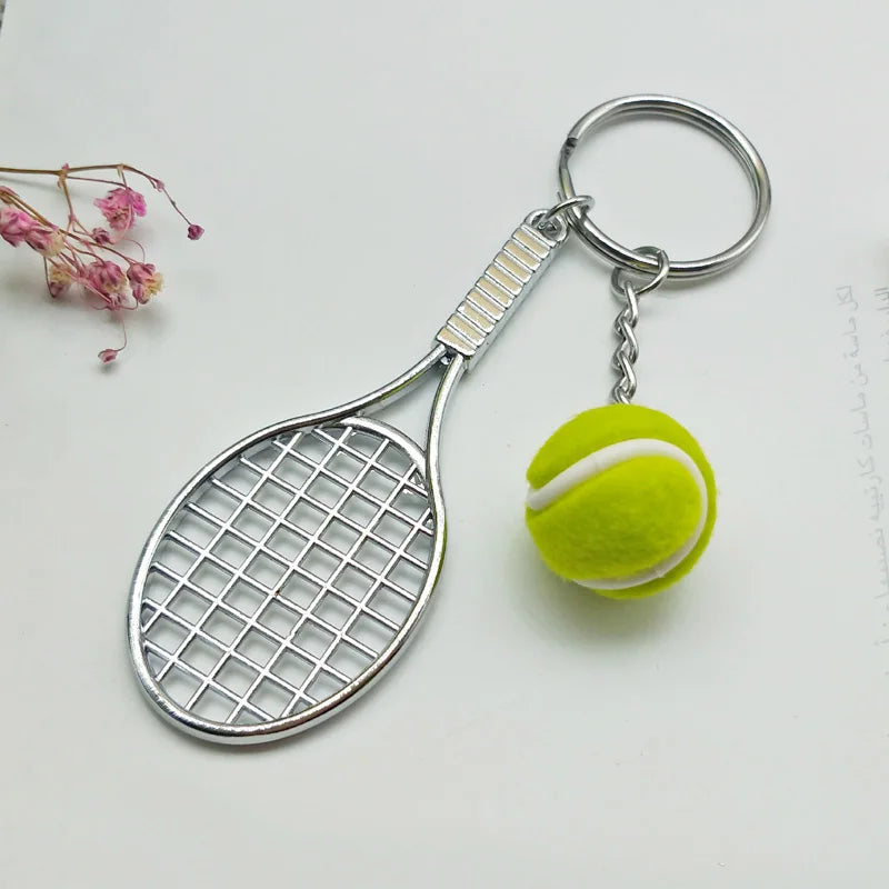 Tennis Racket Keychain - Cute Sport Mini Keychain 6 Color Pendant Car Keyring Sports Key Chain Love Sports Gifts