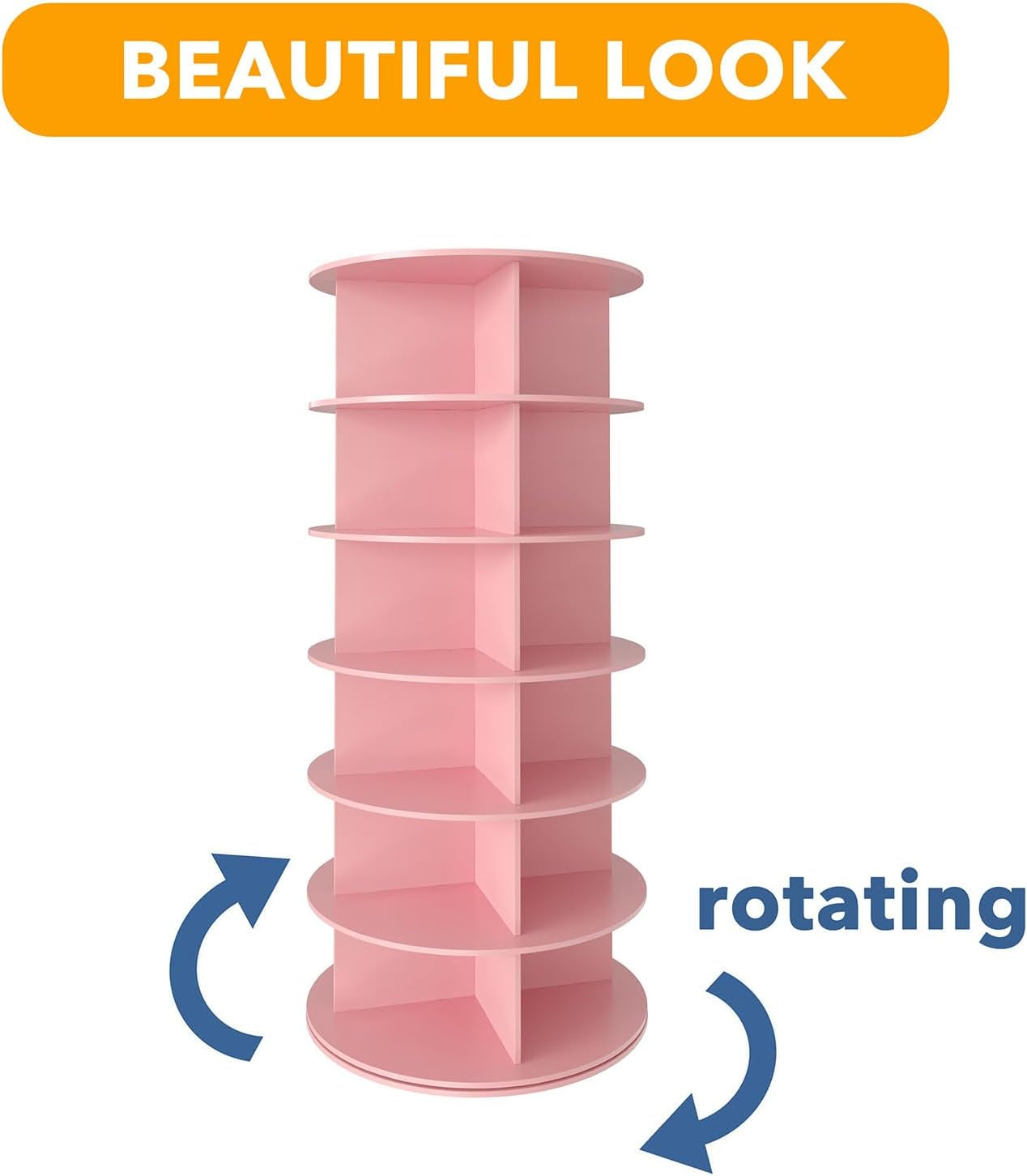 6 Tier Rotating Shoe Rack Tower, Spinning Shoe Display Lazy Susan, Revolving 360 Shoe Rack Storage round Carousel, Vertical Handbag Rotate Shoes Closet Organization (6-Tier Pink)