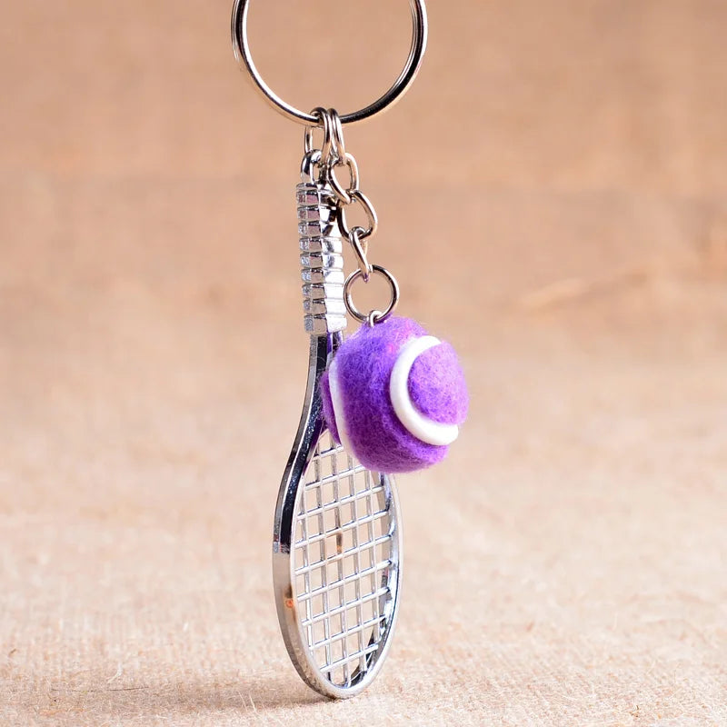 Tennis Racket Keychain - Cute Sport Mini Keychain 6 Color Pendant Car Keyring Sports Key Chain Love Sports Gifts