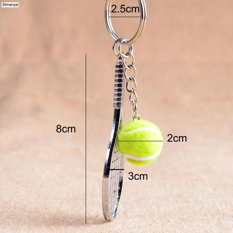 Tennis Racket Keychain - Cute Sport Mini Keychain 6 Color Pendant Car Keyring Sports Key Chain Love Sports Gifts