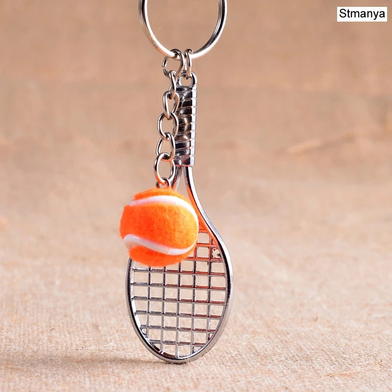 Tennis Racket Keychain - Cute Sport Mini Keychain 6 Color Pendant Car Keyring Sports Key Chain Love Sports Gifts
