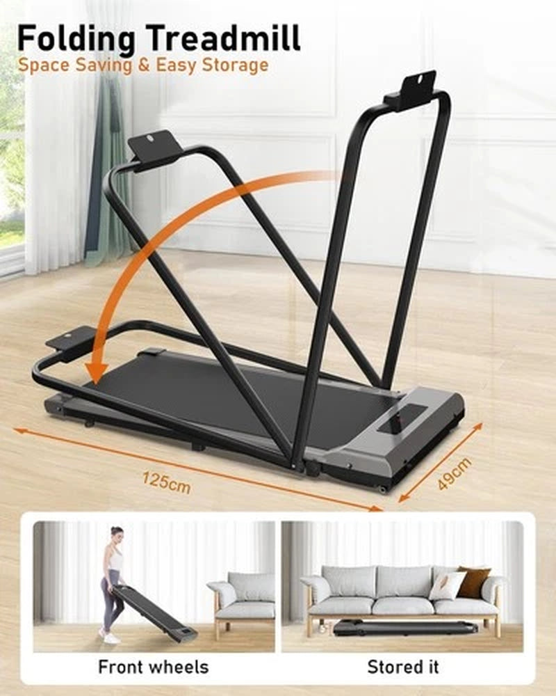 2-In-1 Smart Walking Pad Foldable under Desk Treadmill Running Machine W/ Holder