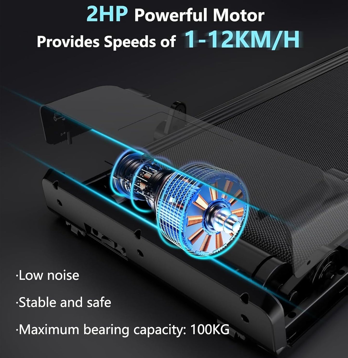 2-In-1 Smart Walking Pad Foldable under Desk Treadmill Running Machine W/ Holder